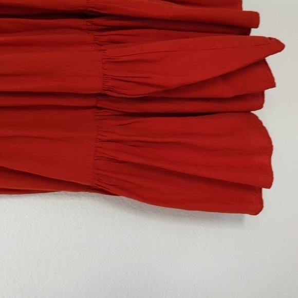 Carolina K Kuna Embroidered A-Line Midi Dress Red Sz Small resort cottagecore - Picture 9 of 13